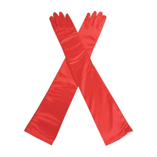 Gloves Red Satin Long and Glamorous - Click Image to Close