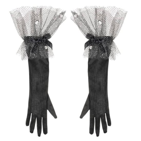 Gloves Elegant Long Black for Your Costume - Click Image to Close
