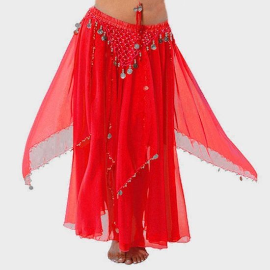 Belly Dance Costume Harem Skirt Long with Coins - Click Image to Close