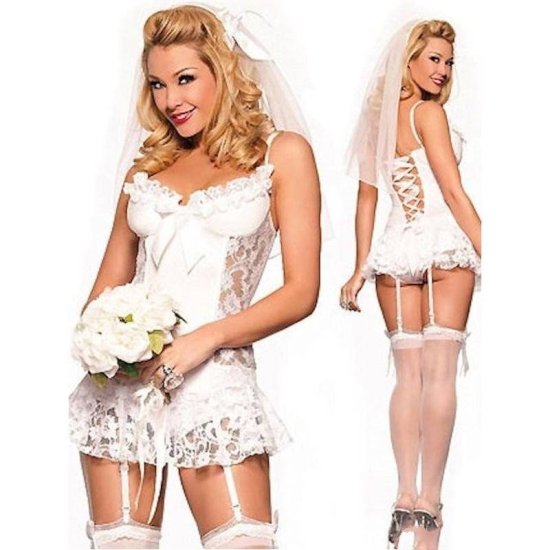 Bridal Costume Charming Lingerie with Veil - Click Image to Close