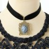 Choker Necklace Black Velvet Vintage Cameo