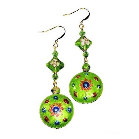 Earrings Beaded Flower Power - Click Image to Close
