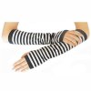 Gloves Finger-less Black and White Striped