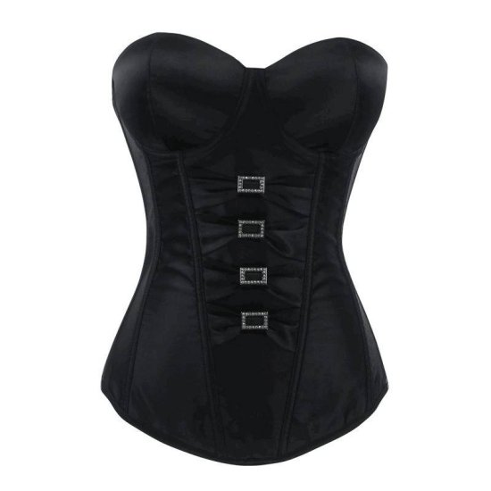 Corset Black with Center Gathered Accents - Click Image to Close