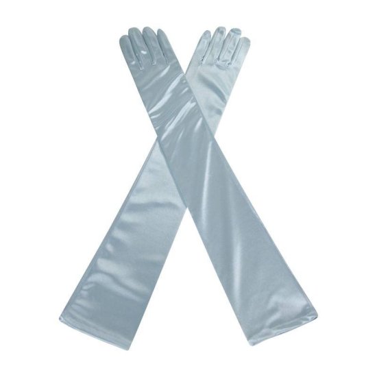 Gloves Light Blue Satin Long and Glamorous - Click Image to Close