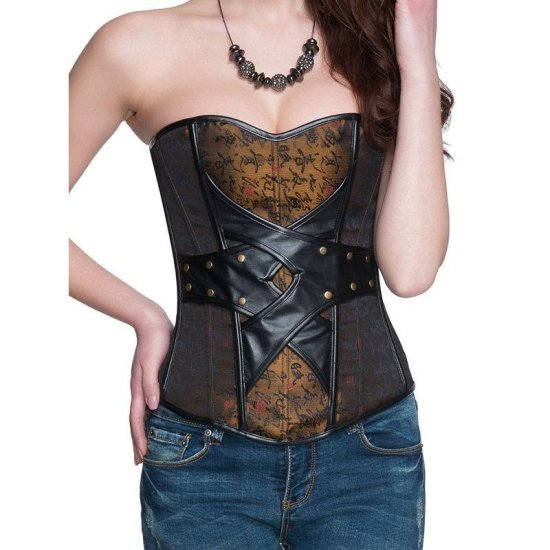 Corset Brown, Black and Gold - Click Image to Close