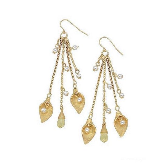Earrings Crystal Leaf Drop - Click Image to Close