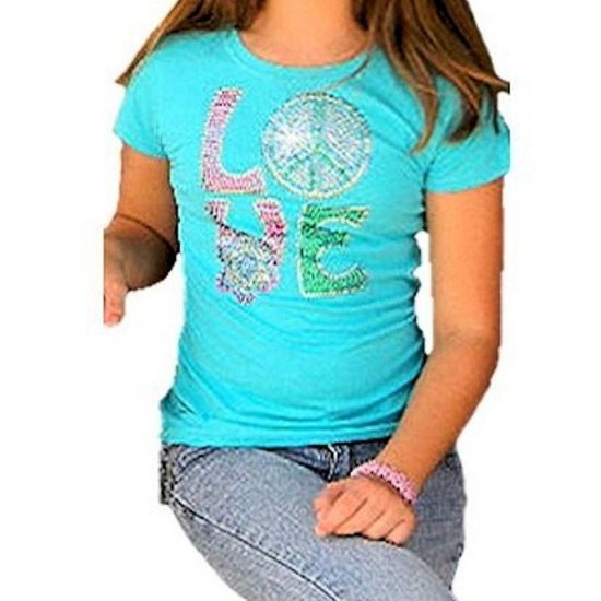 T-Shirt Rhinestone Young Love for Girls by Sabrina Barnett - Click Image to Close