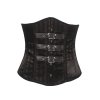 Steel Boned Underbust Corset Striped with Buckles