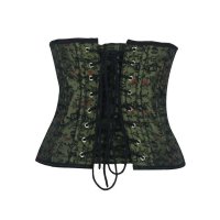 Steel Boned Underbust Corset Green with Hinge Closures