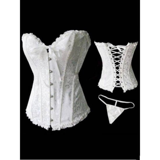 Bridal Corset White with Front Busk Closures - Click Image to Close