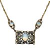 Necklace Opal Square Charm