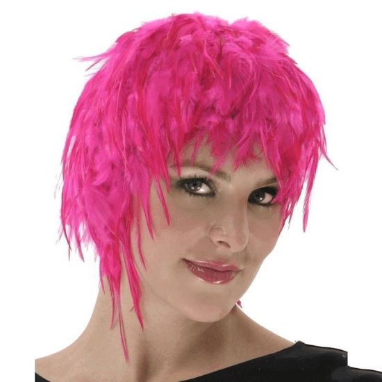 Wig Feather Hair Pink for Your Costume - Click Image to Close