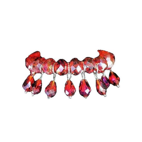 Bracelet Red Crystal Dangle Stretch - Click Image to Close
