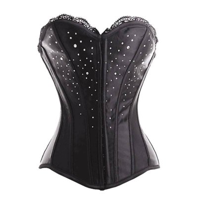 Corset Black with Crystals and Lace