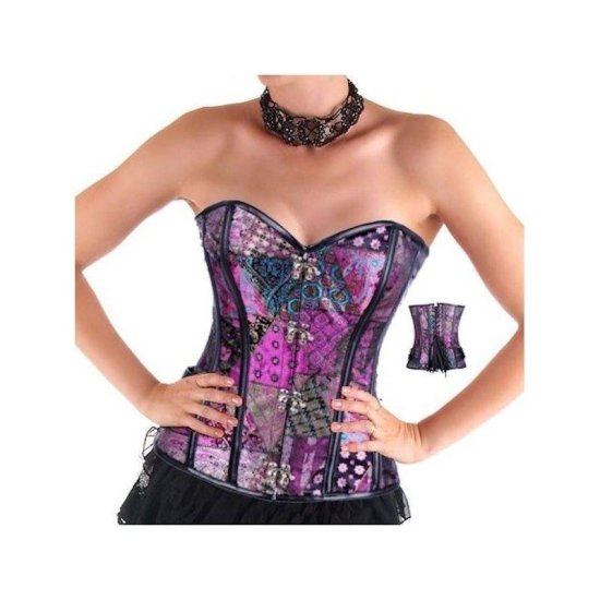 Steel Boned Corset Purple with Hinged Closures - Click Image to Close