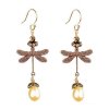 Earrings Dragonfly with Genuine Pearls