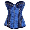 Steel Boned Corset Blue with Metal Spiked Trim