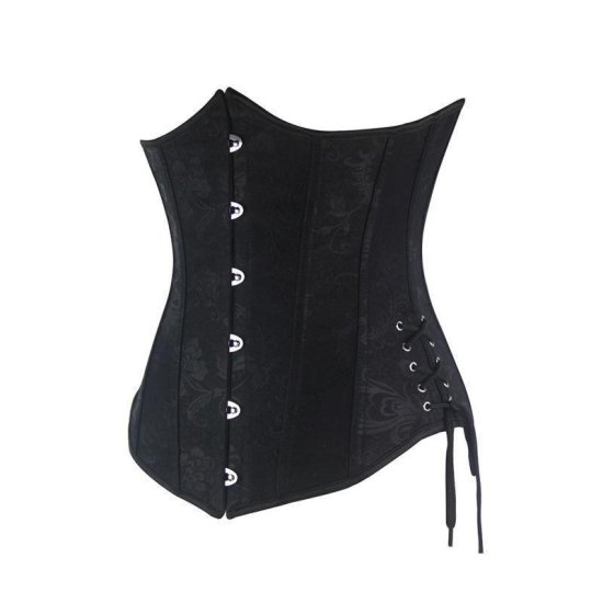Steel Boned Underbust Corset Black with Ties Also Plus Sizes - Click Image to Close