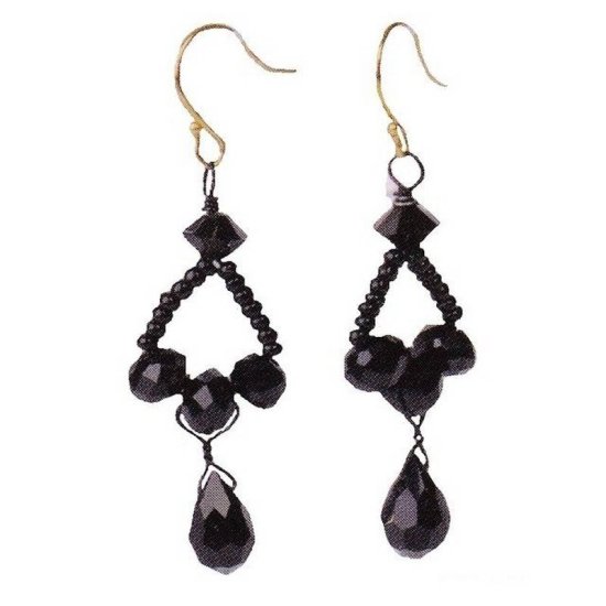 Earrings Onyx Triple Drop Gemstone - Click Image to Close