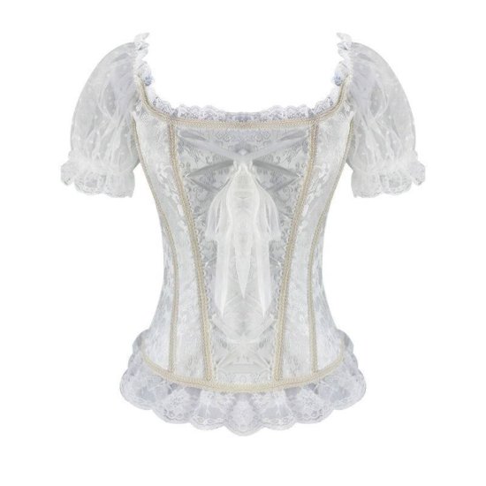 Bridal Corset White with Sleeves - Click Image to Close