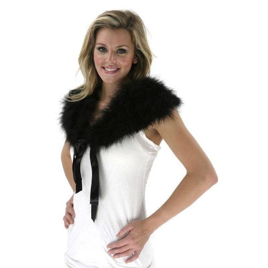 Feather Capelet Vintage Midnight Madame - Click Image to Close