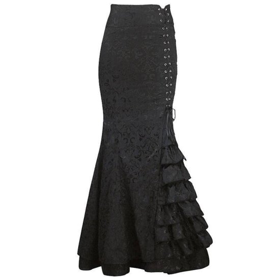 Skirt Black Mermaid Tail Style Long to Wear with Corsets - Click Image to Close