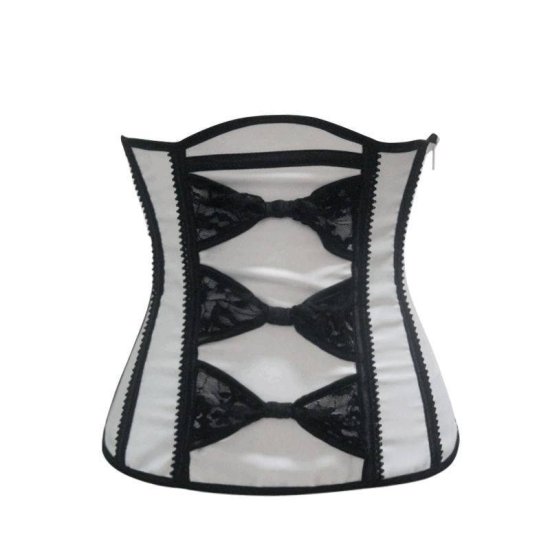 Underbust Corset White with Black Trim - Click Image to Close