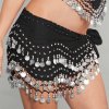 Belly Dancing Hip Scarf with Silver Coins for Dance Costume