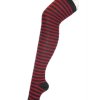 Striped Thigh High Socks Black and Red