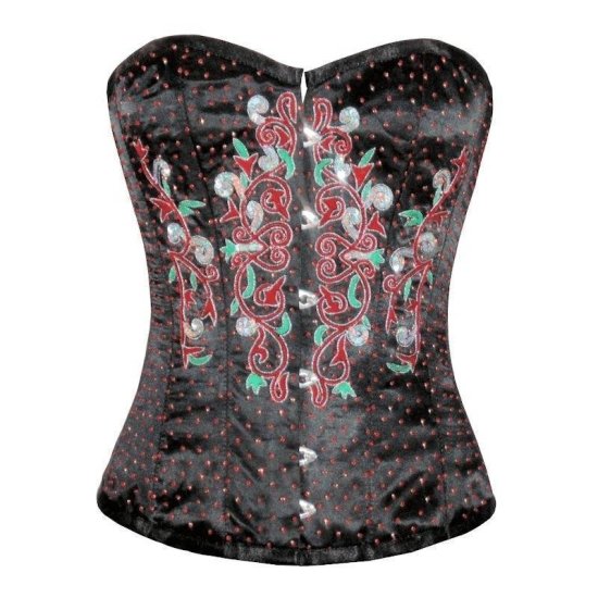 Steel Boned Corset Black Hand Beaded Design - Click Image to Close