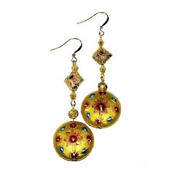 Earrings Beaded Flower Power - Click Image to Close