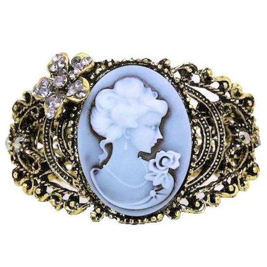 Bracelet Vintage Cameo and Crystals Bangle - Click Image to Close