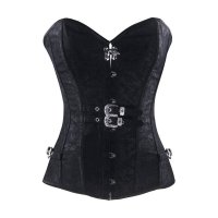 Steel Boned Corset Black with Hinges and Buckles