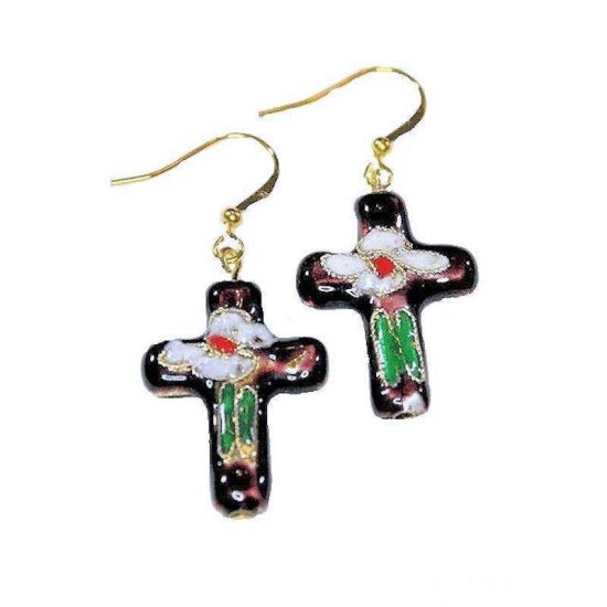 Earrings Cross Beaded Charm - Click Image to Close