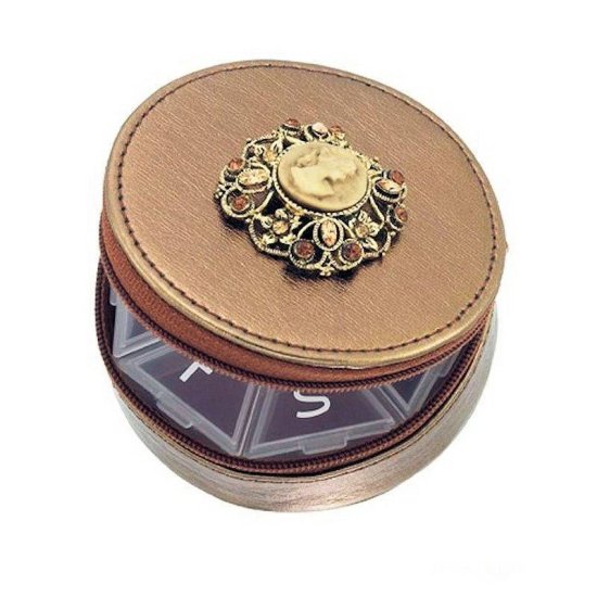 Pillbox Organizer 7 Day Vintage Cameo - Click Image to Close