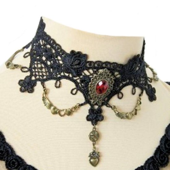 Choker Necklace Black Lace Love Affair - Click Image to Close
