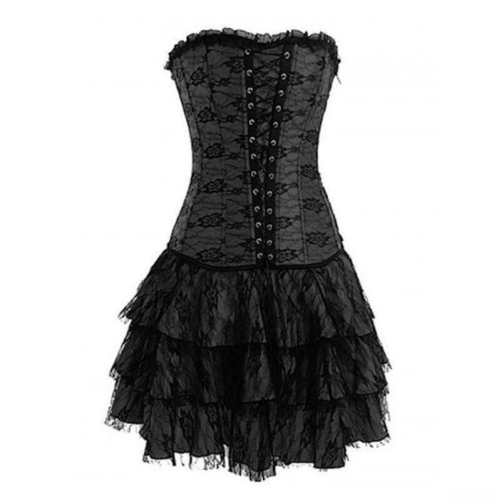 Corset Set Black Lace Corset and Skirt - Click Image to Close