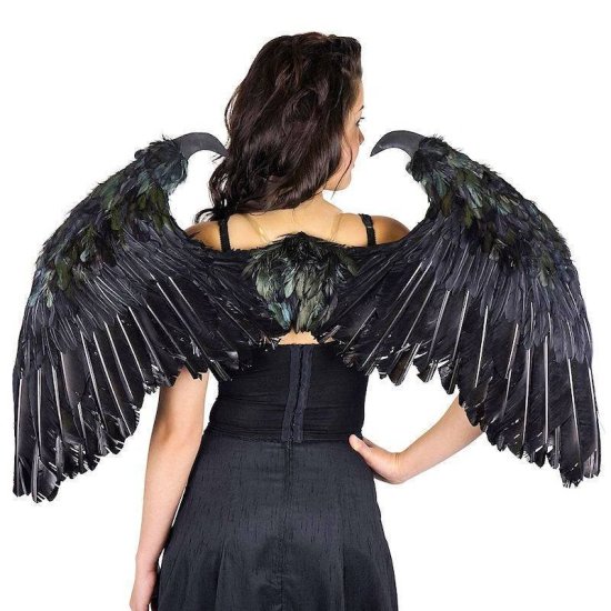Feather Wings Medium Black Maleficent Style - Click Image to Close