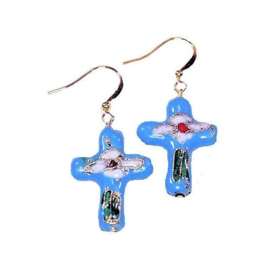 Earrings Cross Beaded Charm - Click Image to Close