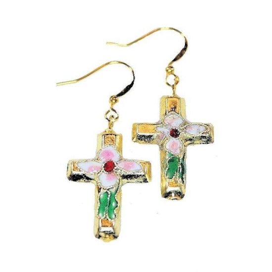 Earrings Cross Beaded Charm - Click Image to Close