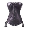 Corset Black Leather Fabric with Lace Up Sides at Hips
