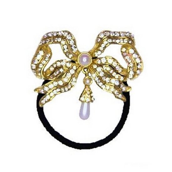 Ponytail Holder Glittering Bow - Click Image to Close