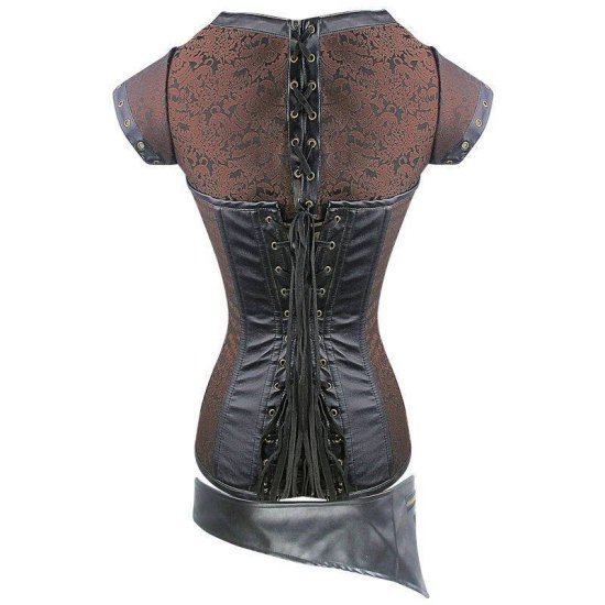 Steel Boned Steam Punk Corset Brown Also Plus Sizes - Click Image to Close
