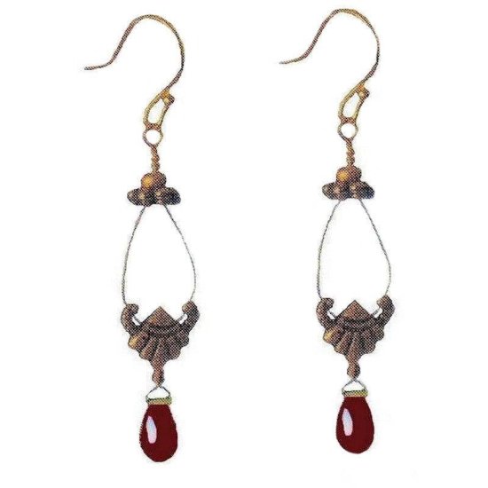 Earrings Vintage Filigree Garnet - Click Image to Close