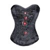 Steel Boned Corset Black with Red Beaded Design