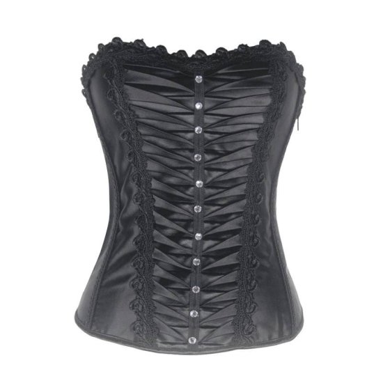 Corset Black with Gathers and Crystals - Click Image to Close