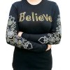 T-Shirt Believe Long Sleeve Rhinestone by Sabrina Barnett