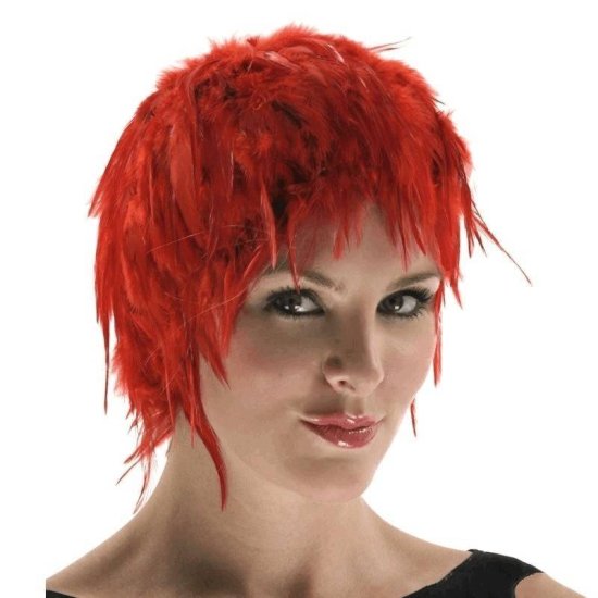 Wig Feather Hair Red for Your Costume - Click Image to Close