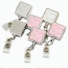 Badge Holder Metal Sparkle Hearts